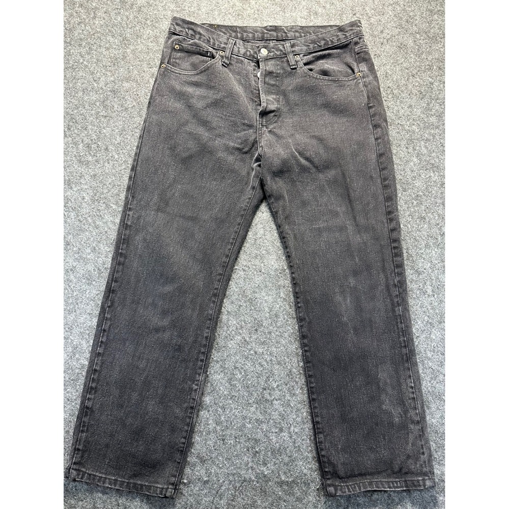 Levis Mens Black 501 Original Fit Straight Leg Denim Jeans 34x27
